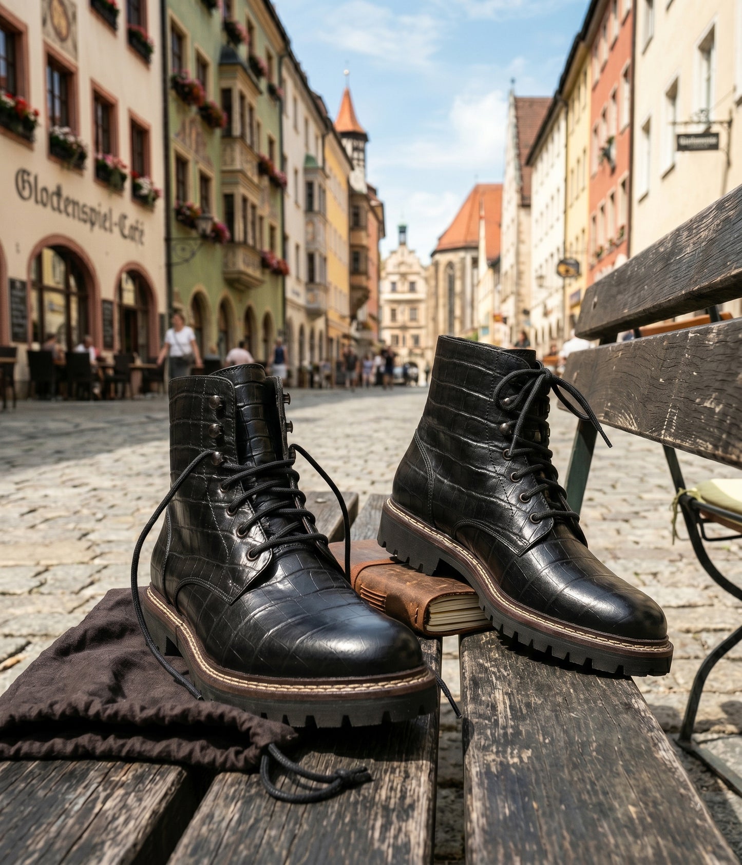 embossed crocodile anke boots