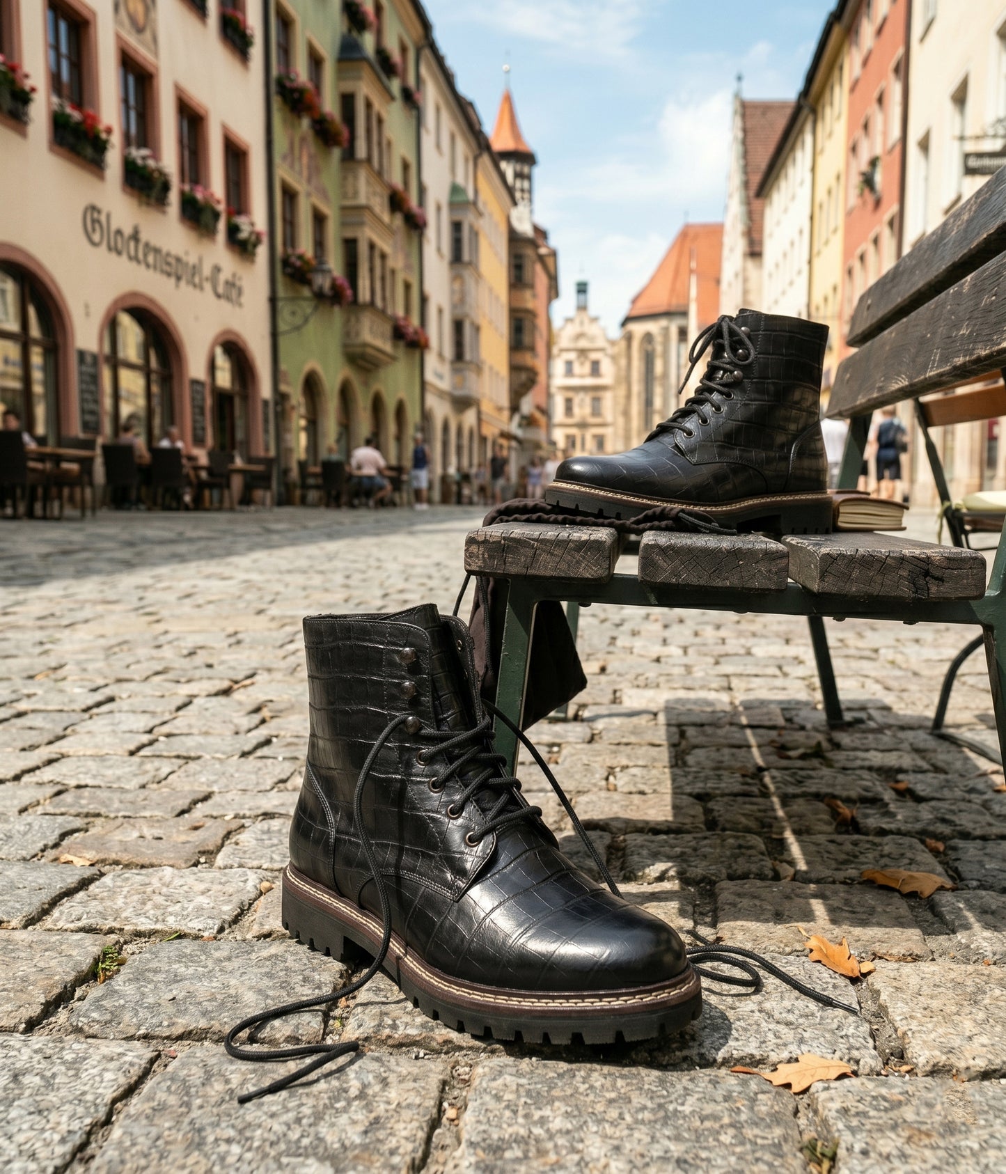 embossed crocodile anke boots