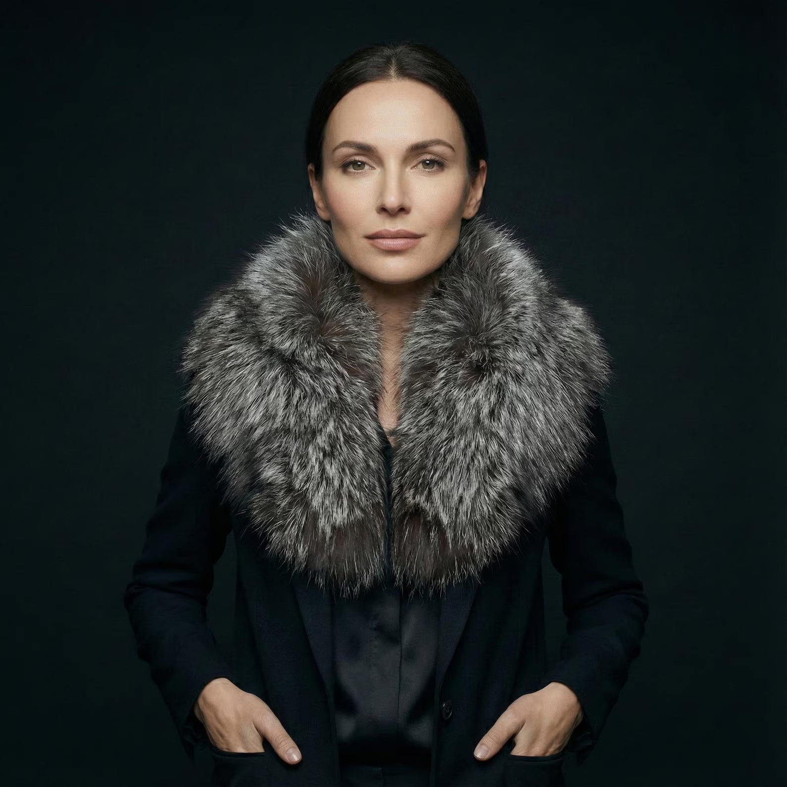 Grey Fox Fur Collar Detachable Shawl Scarf Large Winter Coat Trim Hood Replacement Neck Warmer