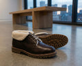 Fur Lined Wingtip Oxfords - Cozy Shearling Ankle Boots - Rugged Lug Sole - Handmade Warm Footwear