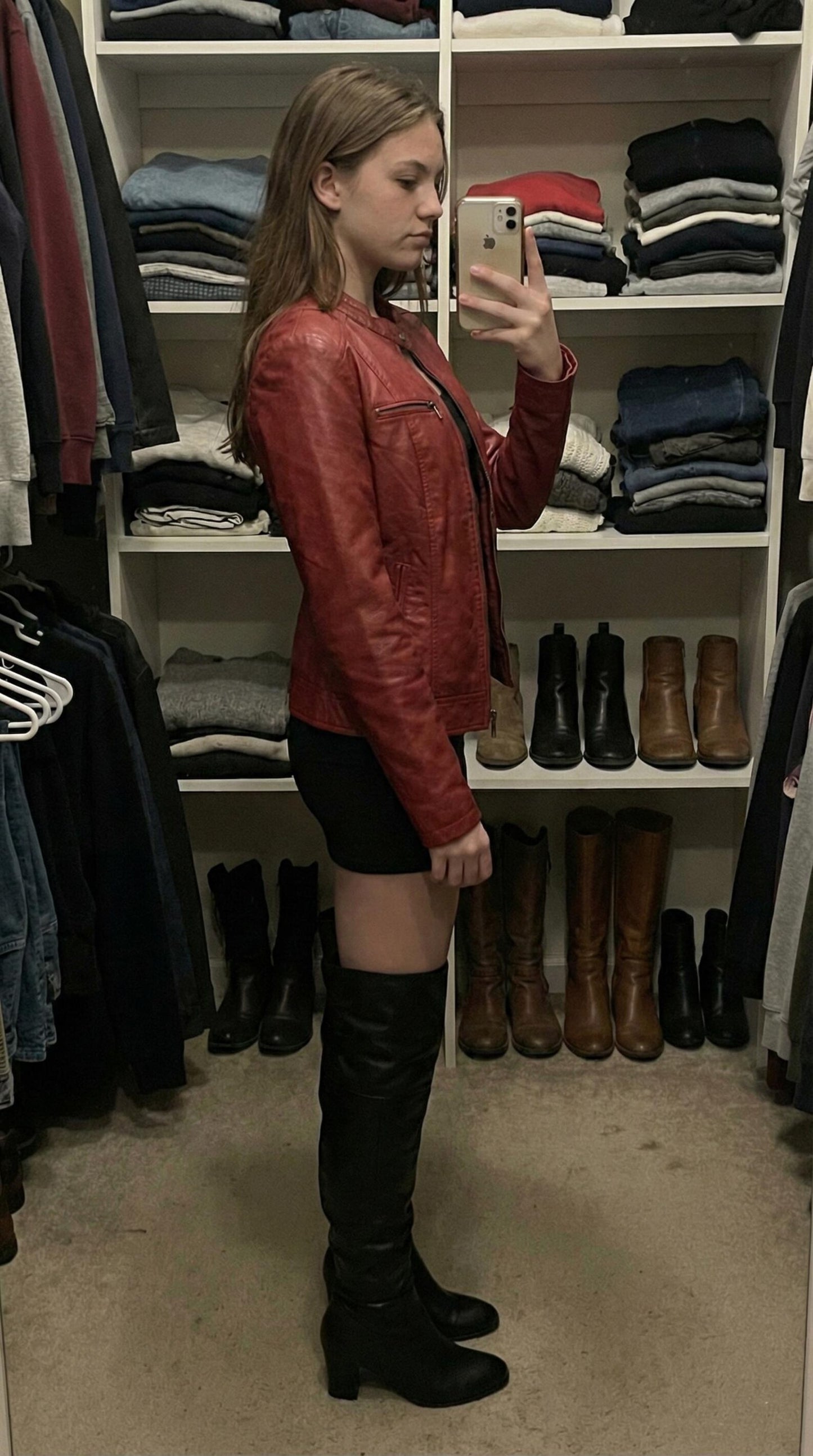 Womens Leather Jacket Short Cowhide Cropped