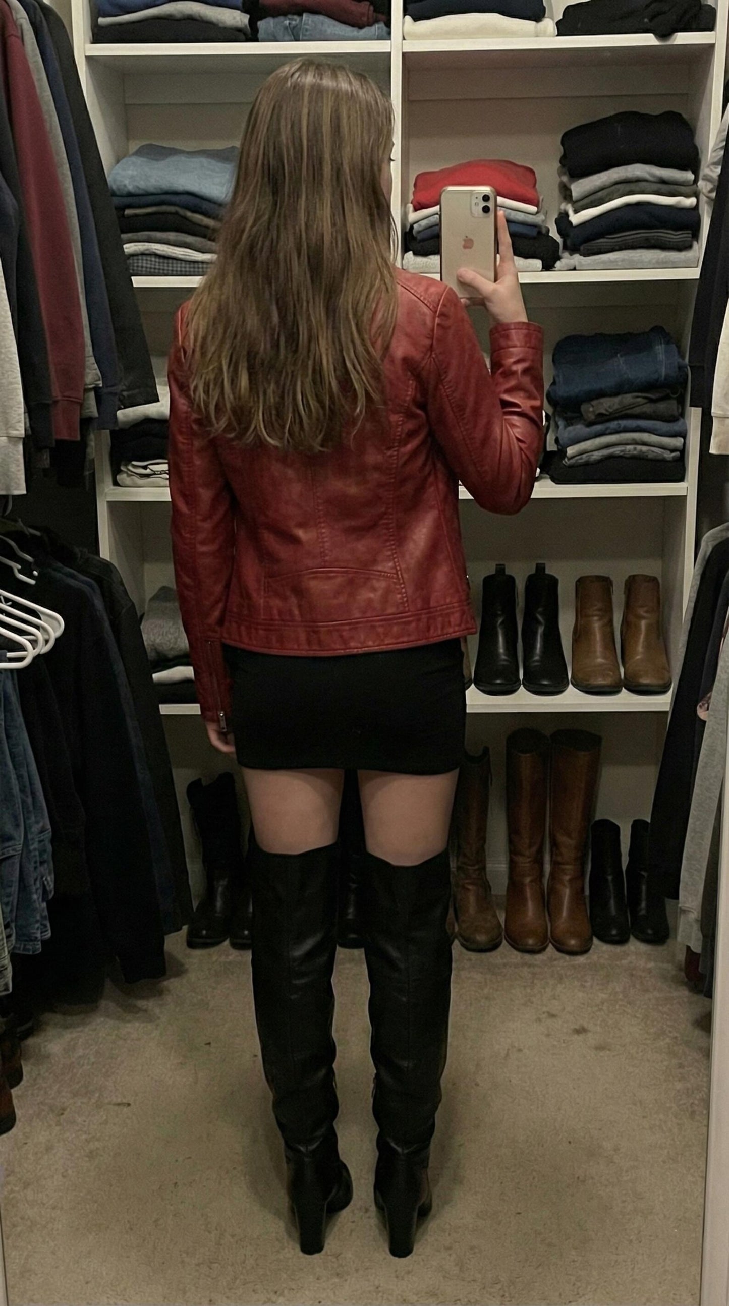 Womens Leather Jacket Short Cowhide Cropped