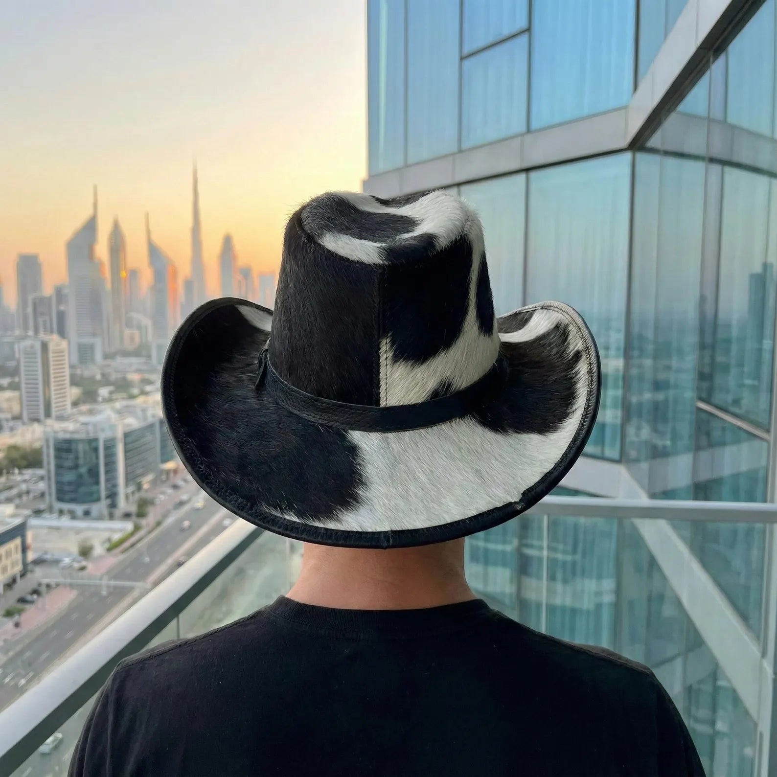 Handmade Cowhide Hair-On Leather Cowboy Hat: Western Rodeo Style