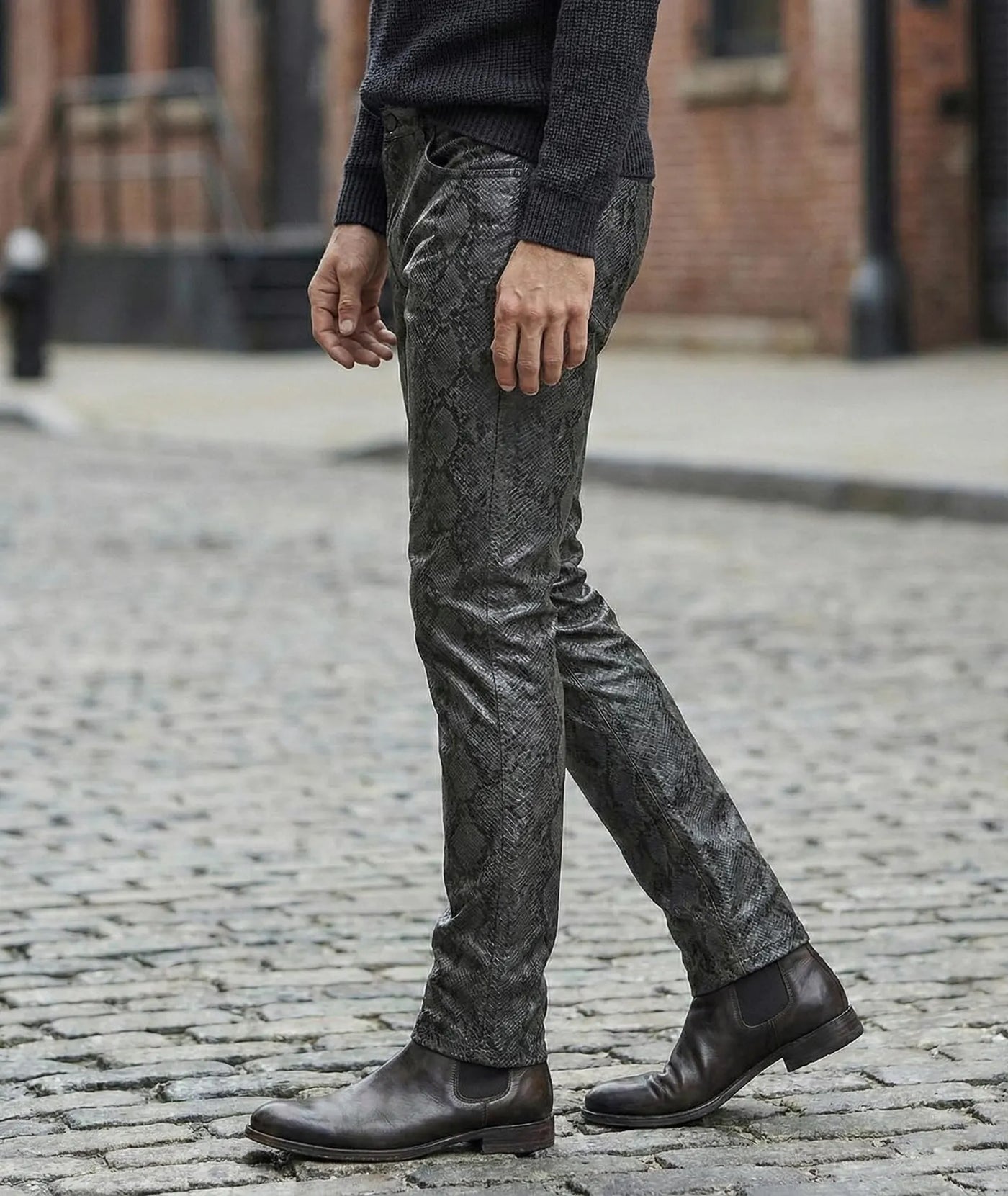 Python Leather Pants Mens