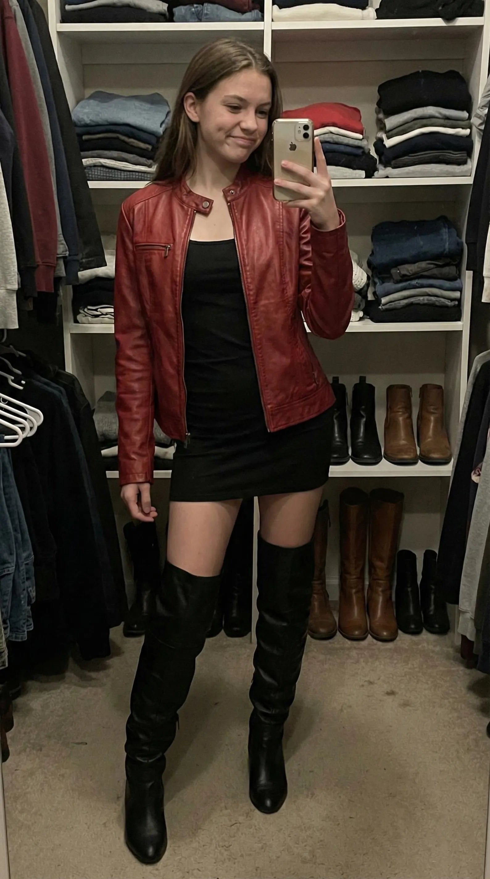 Womens Leather Jacket Short Cowhide Cropped Coat High Waist Bomber Jacket for Women