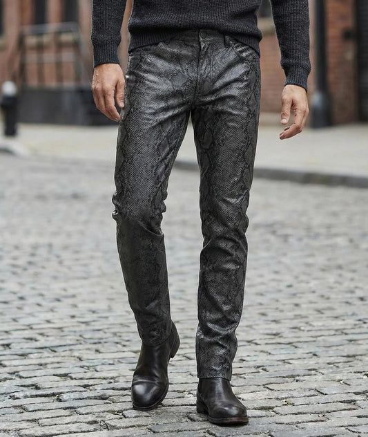 Python Leather Pants Mens