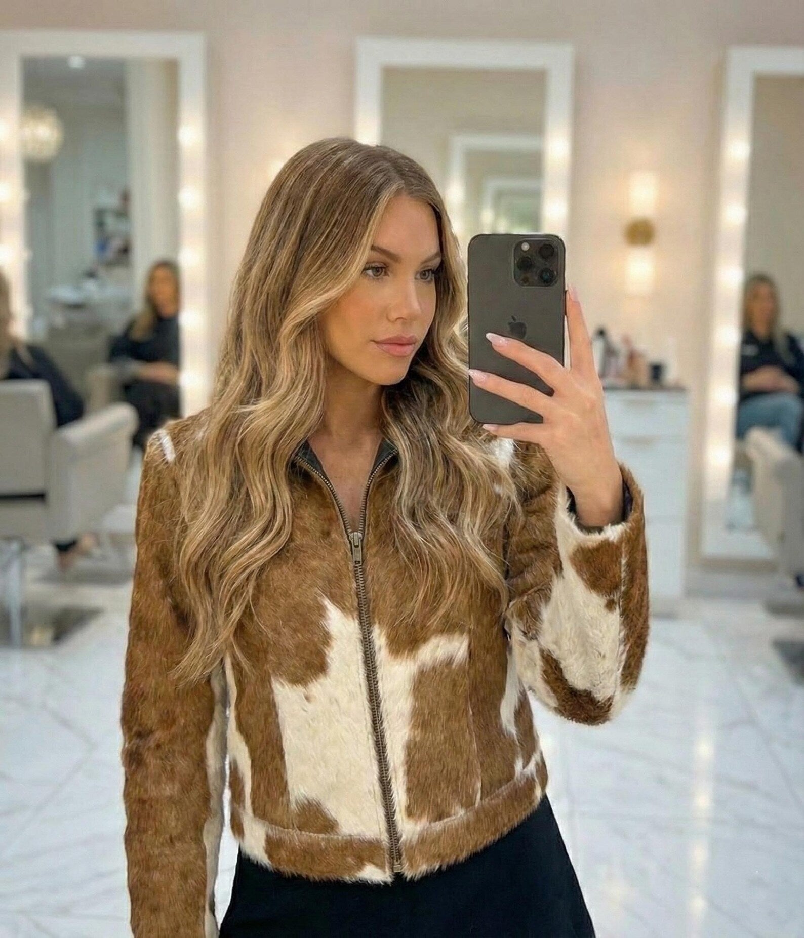 Cowhide Leather Jacket for Women | Natural Hair-On Cow Skin Fashion Coat