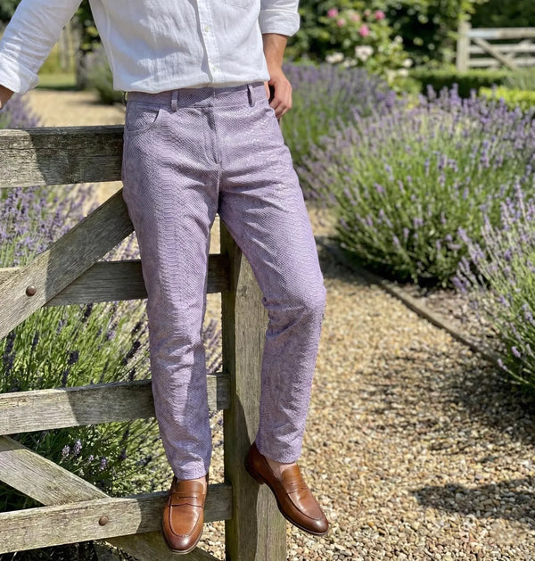 Men's Lavender Python Leather Pants