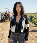Cowhide Leather Jacket for Women | Natural Hair-On Cow Skin Fashion Coat, cropped jacket