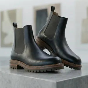 Black Leather Chelsea Boots Men • Chunky Lug Sole Ankle Boots • Handmade Slip On Footwear