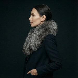 Grey Fox Fur Collar Detachable Shawl Scarf Large Winter Coat Trim Hood Replacement Neck Warmer